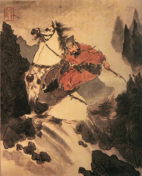 戴敦邦绘三国120图 #034 蔡夫人隔屏听密语 刘皇叔跃马过檀溪